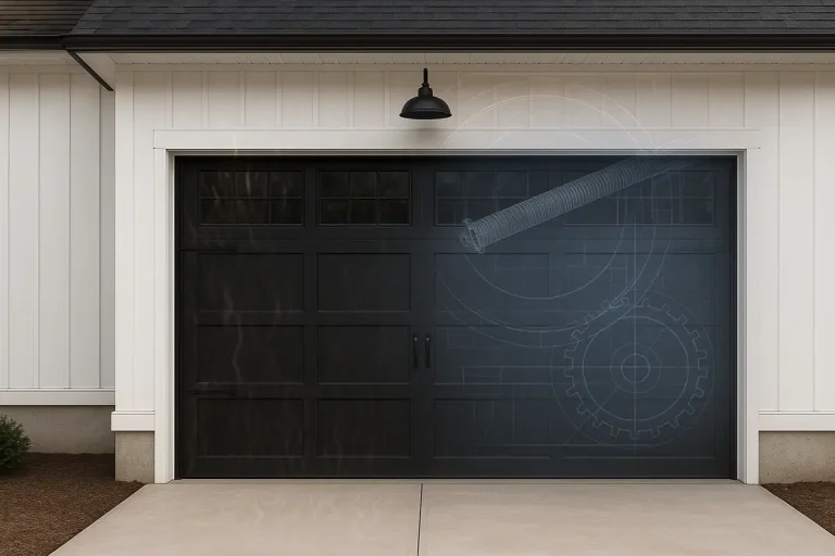 black carriage garage door installation photo
