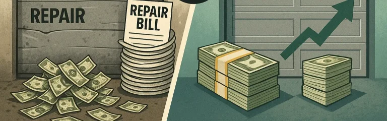 garage door repair vs replacement photo