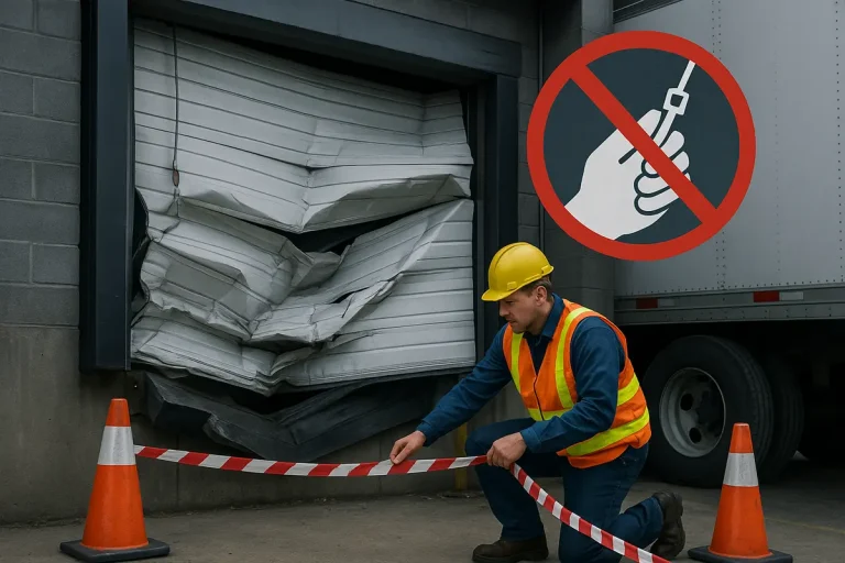 commercial door hit by truck repair photo