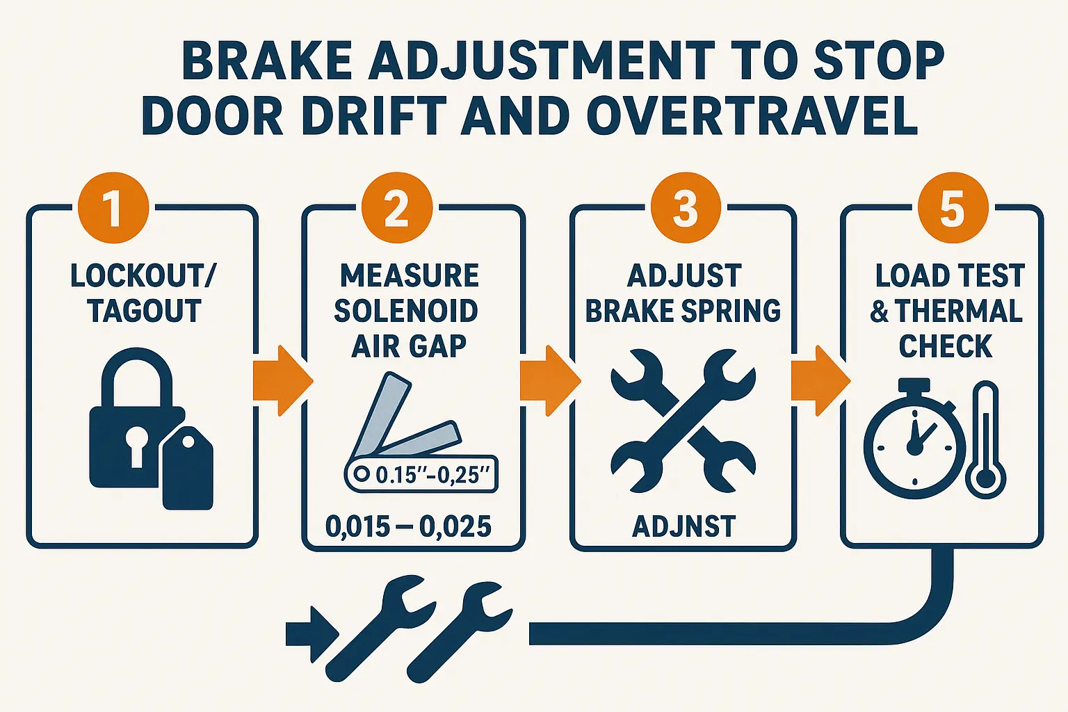 Follow this clear, step-by-step guide to correctly adjust commercial door motor brakes, preventing drift and overtravel while ensuring safety and compliance.