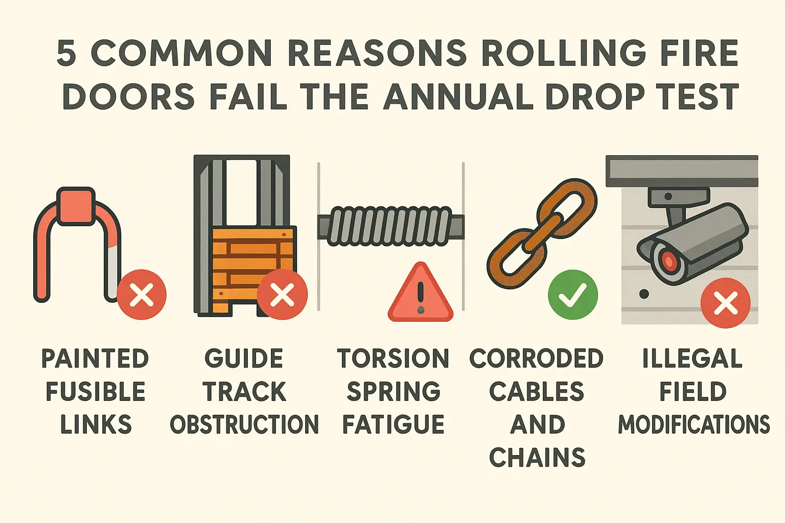 A practical pre-inspection checklist for facility managers to prepare fire-rated rolling doors for successful annual drop testing by identifying common issues before the technician arrives.