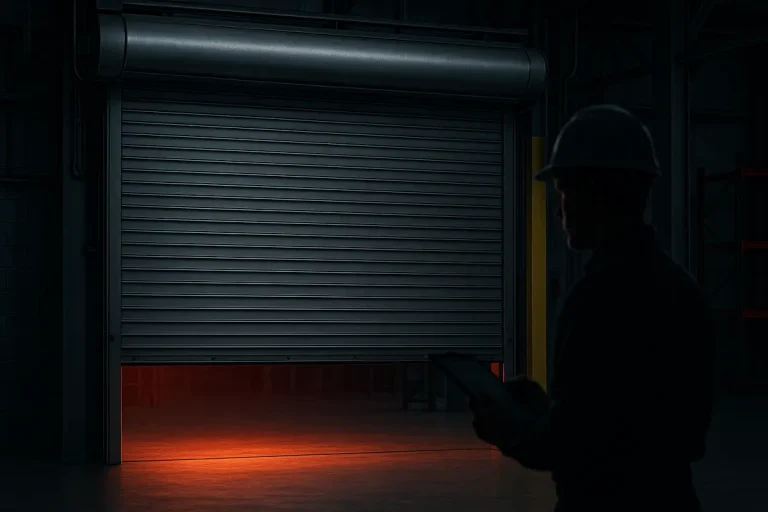 fire rated rolling door drop testing photo