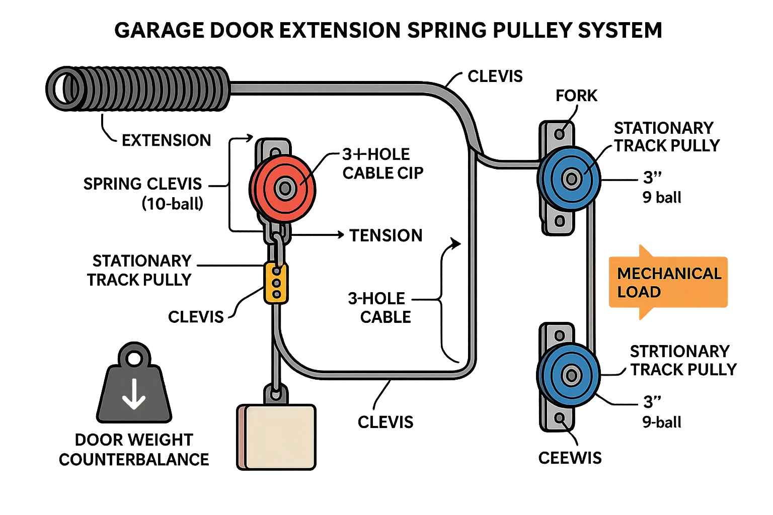 Visualizing the 4-Pulley Architecture: Understanding how each pulley type and bearing rating distributes mechanical tension evenly to ensure door balance and longevity.