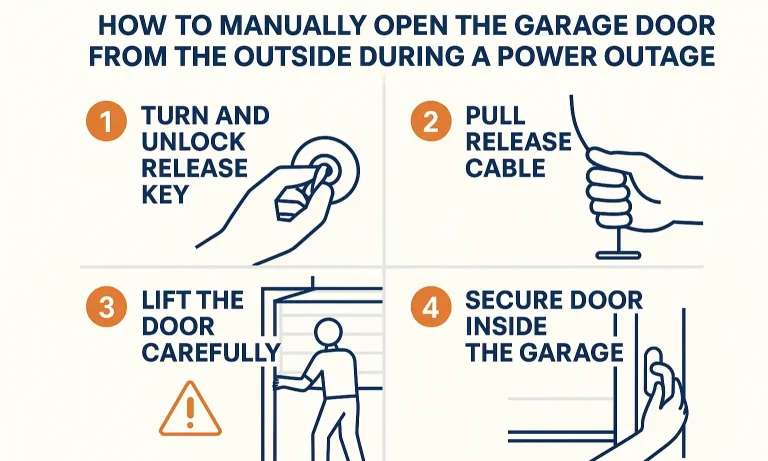 4-step infographic for opening a garage door from outside
