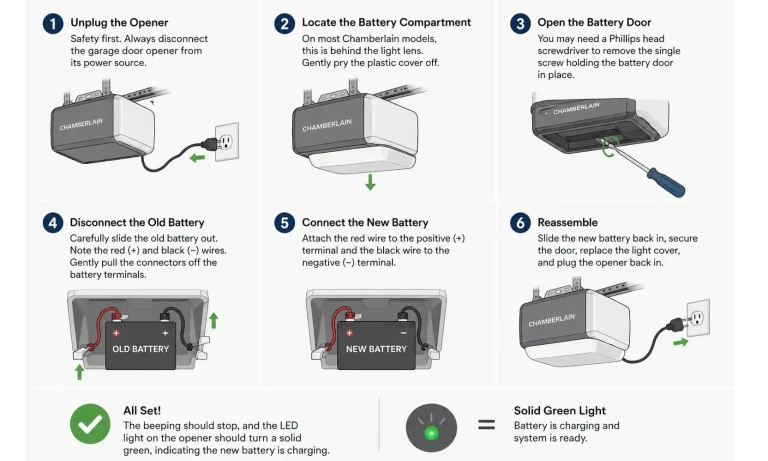 6-Steps Chamberlain Battery Replaicement