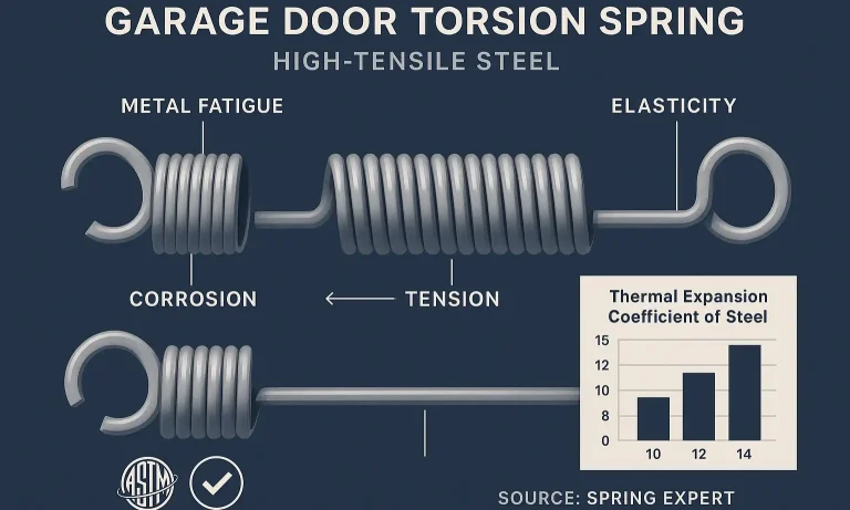 An expert breakdown of how your garage door’s torsion spring works and why understanding its material and physics is key to preventing failure.