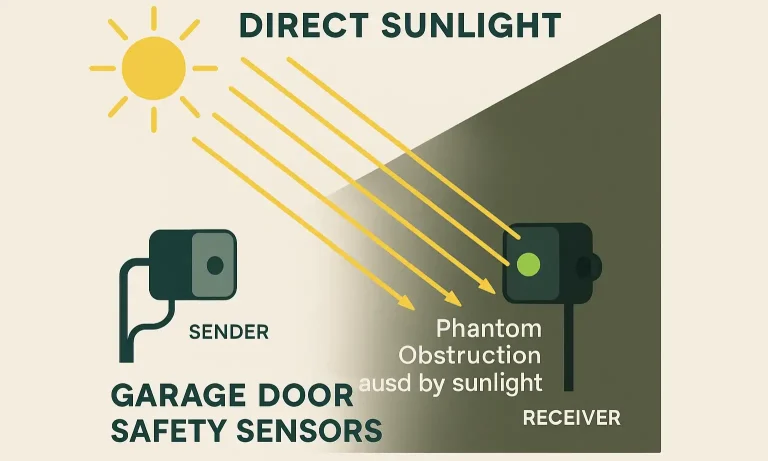 Bright light interfering with garage door safety sensors