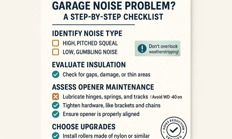 Checklist to find garage noise sources and choose the right fix