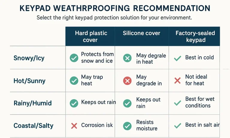 Climate-based keypad weatherproofing guide