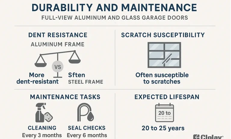 Compare aluminum and steel garage door frame durability and upkeep