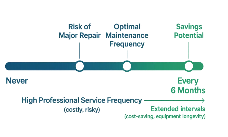 Conceptual slider showing how regular DIY maintenance reduces frequent professional service needs.