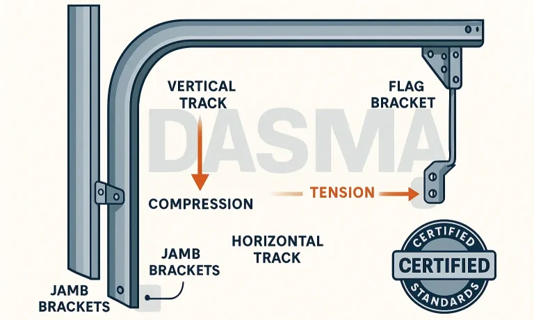 Diagram showing forces on garage door tracks