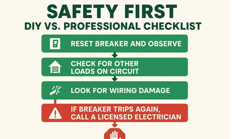 “DIY vs. Call a Pro” checklist comparing simple opener checks with serious issues needing professional repair.