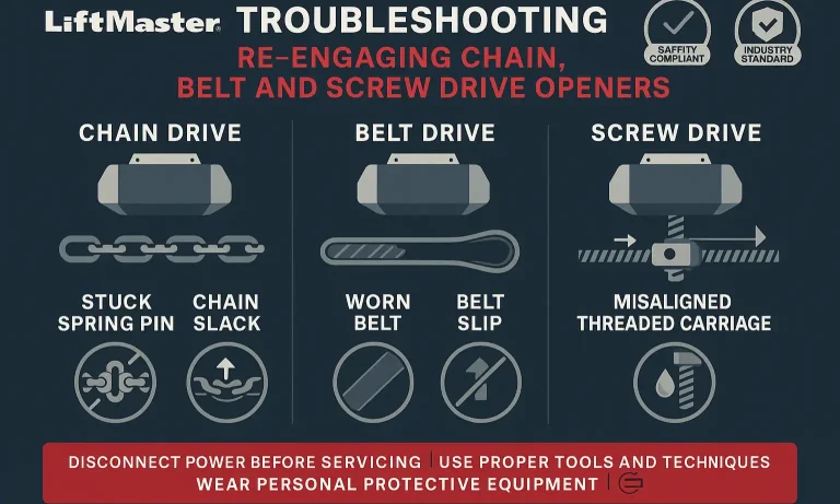 Drive-specific troubleshooting shows common re-engagement issues and safe solutions.