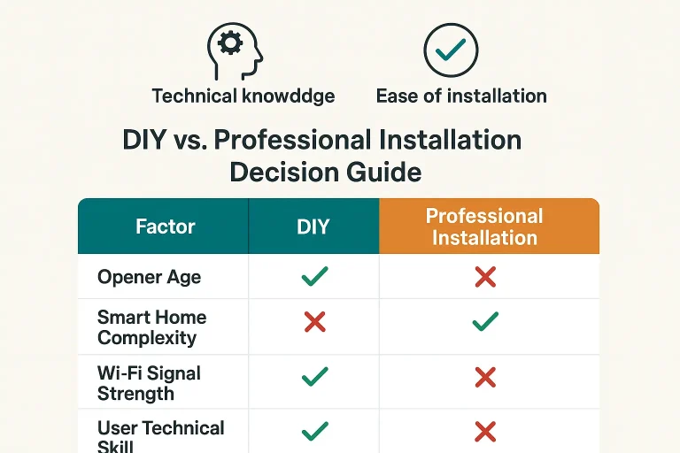 Evaluate your unique situation to decide when to DIY smart garage door opener installation or call a professional, preventing costly mistakes and compatibility issues.
