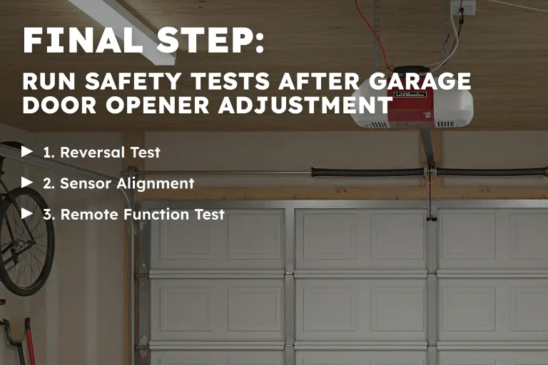 Final Step: Run Safety Tests After Garage Door Opener Adjustment