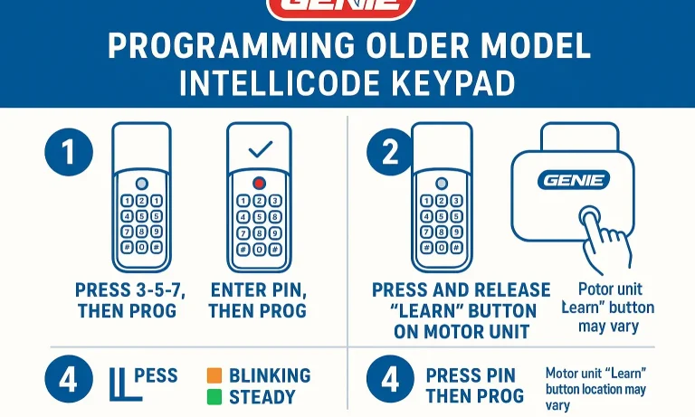 Flowchart for programming an older Genie garage keypad