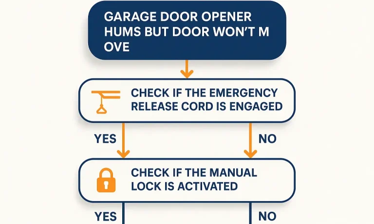 Flowchart to check release and lock for humming opener