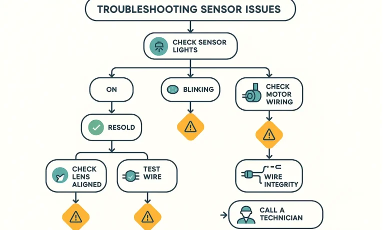 Flowchart to fix garage door sensor issues step by step