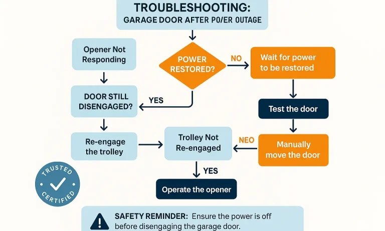 Flowchart to troubleshoot garage opener after power outage