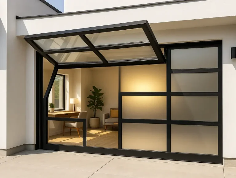 full view aluminum glass garage doors photo