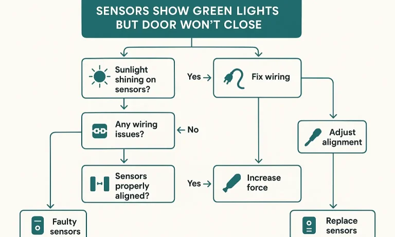 Garage door sensor troubleshooting flowchart
