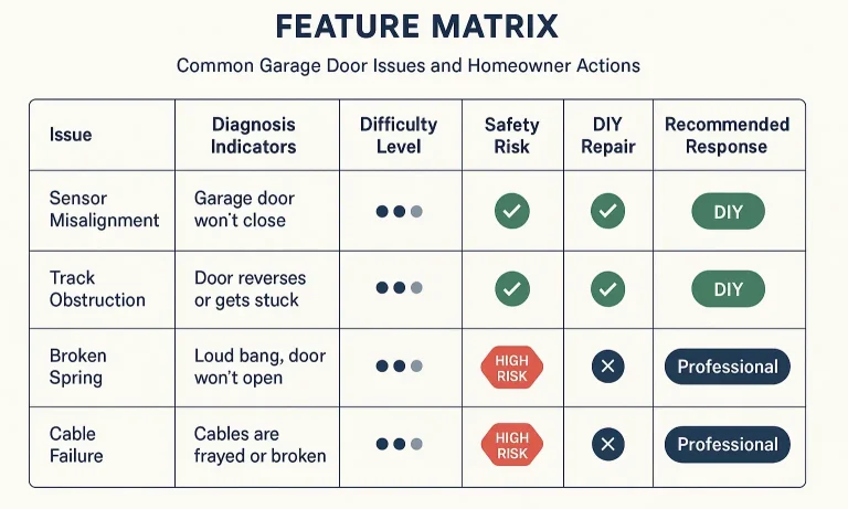 Garage Door Troubleshooting and Safety Comparison