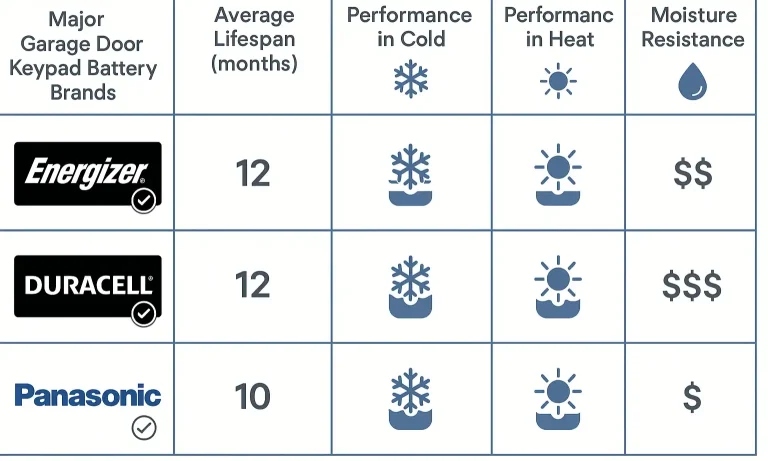 Garage keypad battery brands tested for heat, cold, and durability