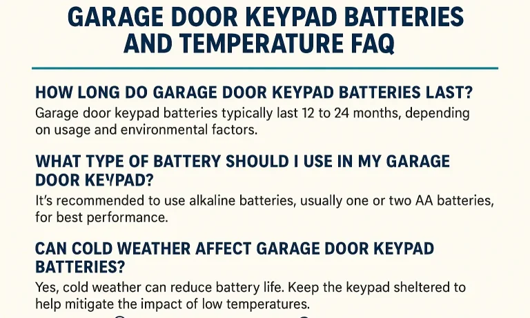 Garage keypad battery FAQ and maintenance guide icons