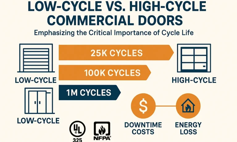 Graph comparing low-cycle vs. high-cycle garage door lifespan costs