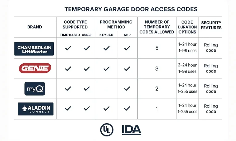 Grid comparing top opener brands and temporary code features