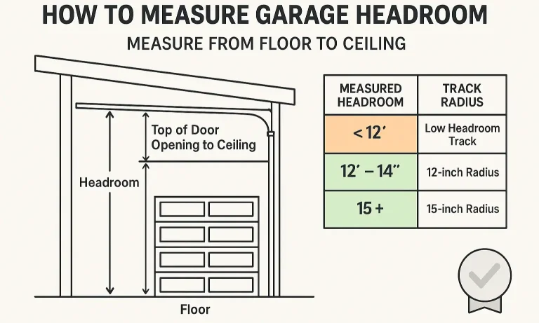 Guide to measure garage headroom from door top to ceiling