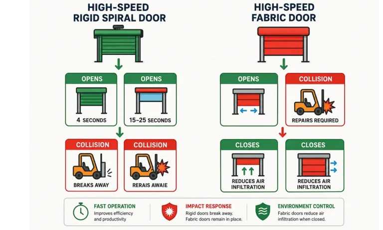 High-Speed Fabric vs. Rigid Industrial Doors