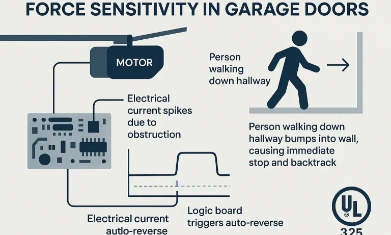 How garage doors sense resistance and auto-reverse when sensors fail
