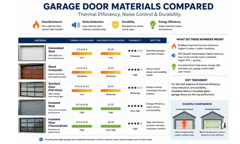 Infographic comparing material thermal and acoustic performance