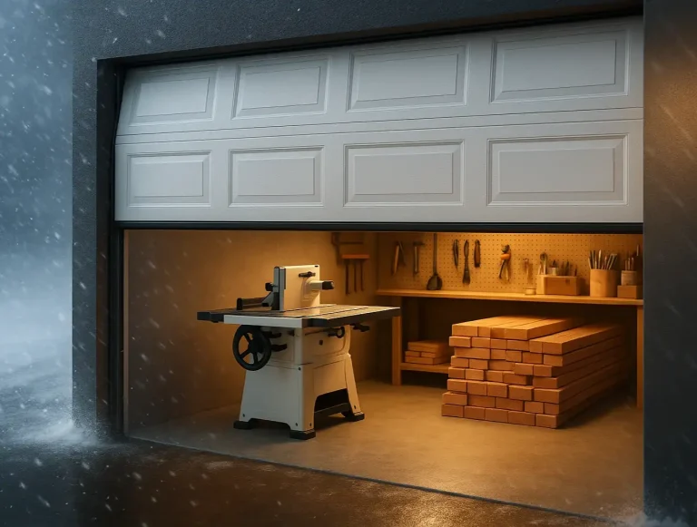 insulated garage door workshop photo