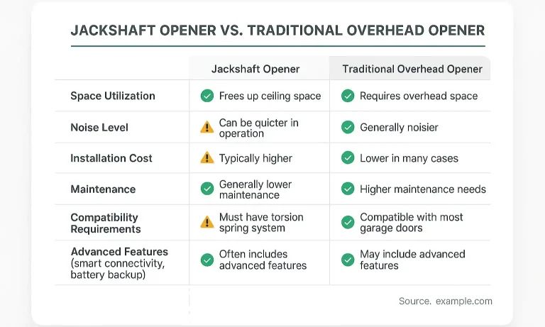 Jackshaft vs. Overhead Opener Comparison Guide