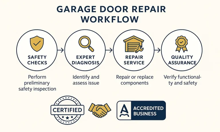 Our thorough and certified garage door repair process ensures safety and quality at every step, so you can trust our expertise.