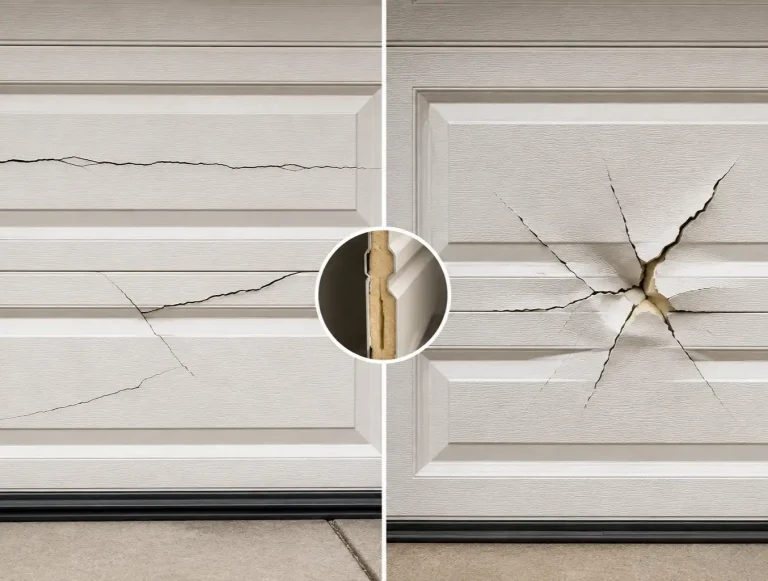 garage door panel cracks causes photo