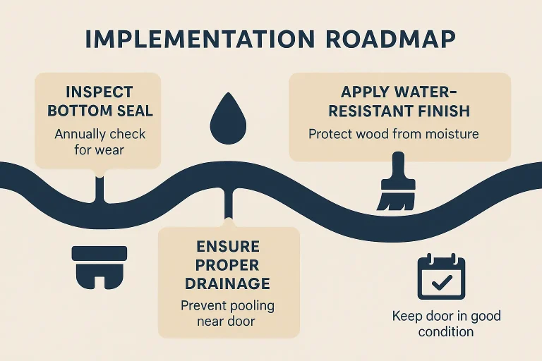 Prevention Roadmap: Follow these key maintenance steps to protect your wooden garage door from future water damage and extend its life.