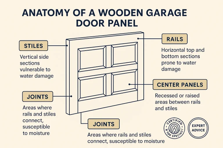 Repair vs. Replace Checklist: Quickly evaluate whether your wooden garage door panel needs localized repair or full replacement based on critical criteria.
