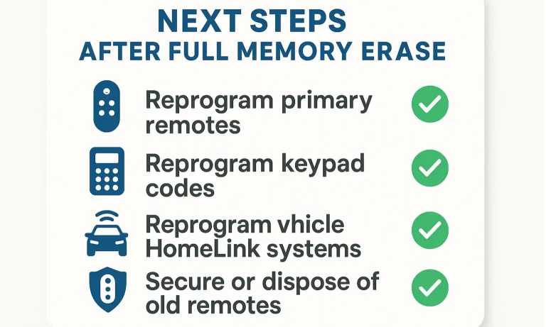 Reprogramming Remotes and Keypads After a Reset