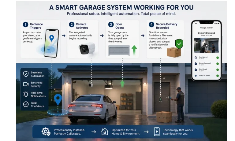See how a professionally installed smart garage system orchestrates advanced features for a smooth, secure, and confident smart home experience.