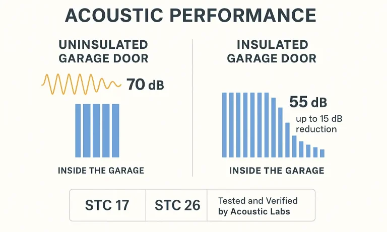 See how insulated garage doors reduce street noise for quieter spaces