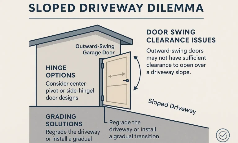 Sloped driveway solutions for side-hinged garage doors