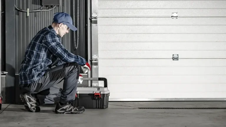 Technician Performing Garage Door Maintenance