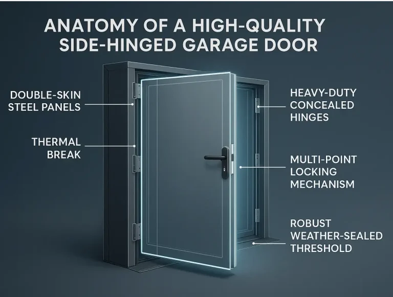 side hinged garage door components photo