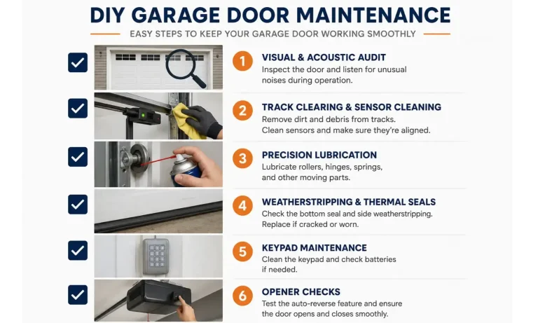 This memorable checklist anchors key home maintenance tasks to protect converted garage doors from premature wear and rust, empowering homeowners for confident DIY care.