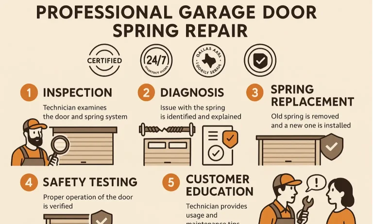 Understand the expert process behind our reliable garage door spring repair services in Dallas to ensure safety and longevity