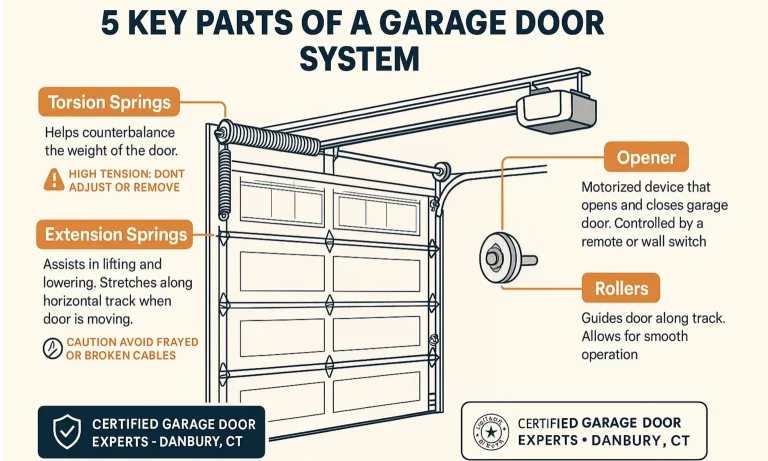 Understand your garage door’s essential components and why safety matters — a trusted guide for Danbury homeowners.